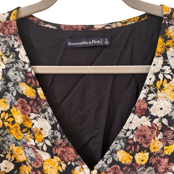 Abercrombie & Fitch Cut-Out Black Floral High-Low Midi Dress Size Small - Picture 7 of 15